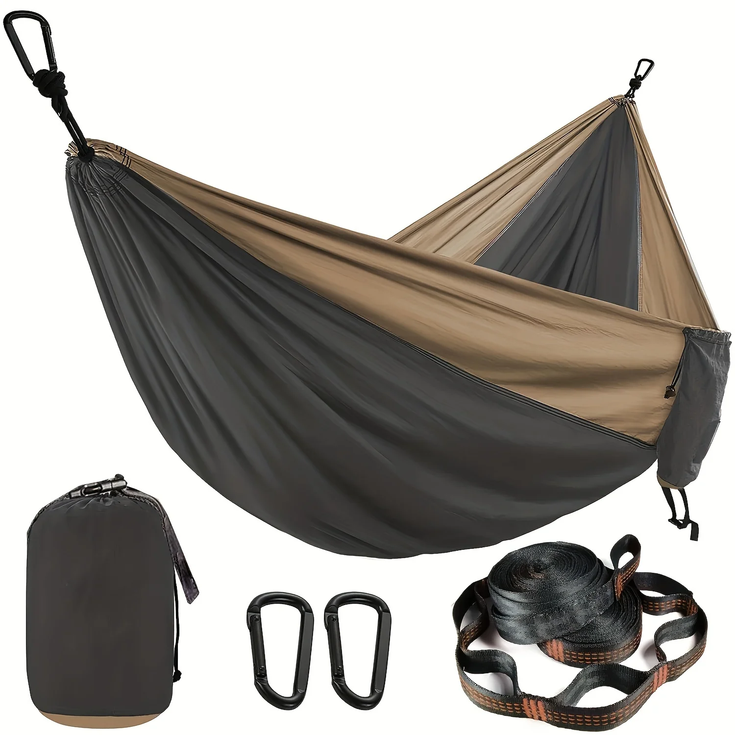 1pc, Camping Hammock, 2-Person Hammock With Hammock Straps And Black Carabiners, Ideal For Outdoor Travel, Portable With Carry B
