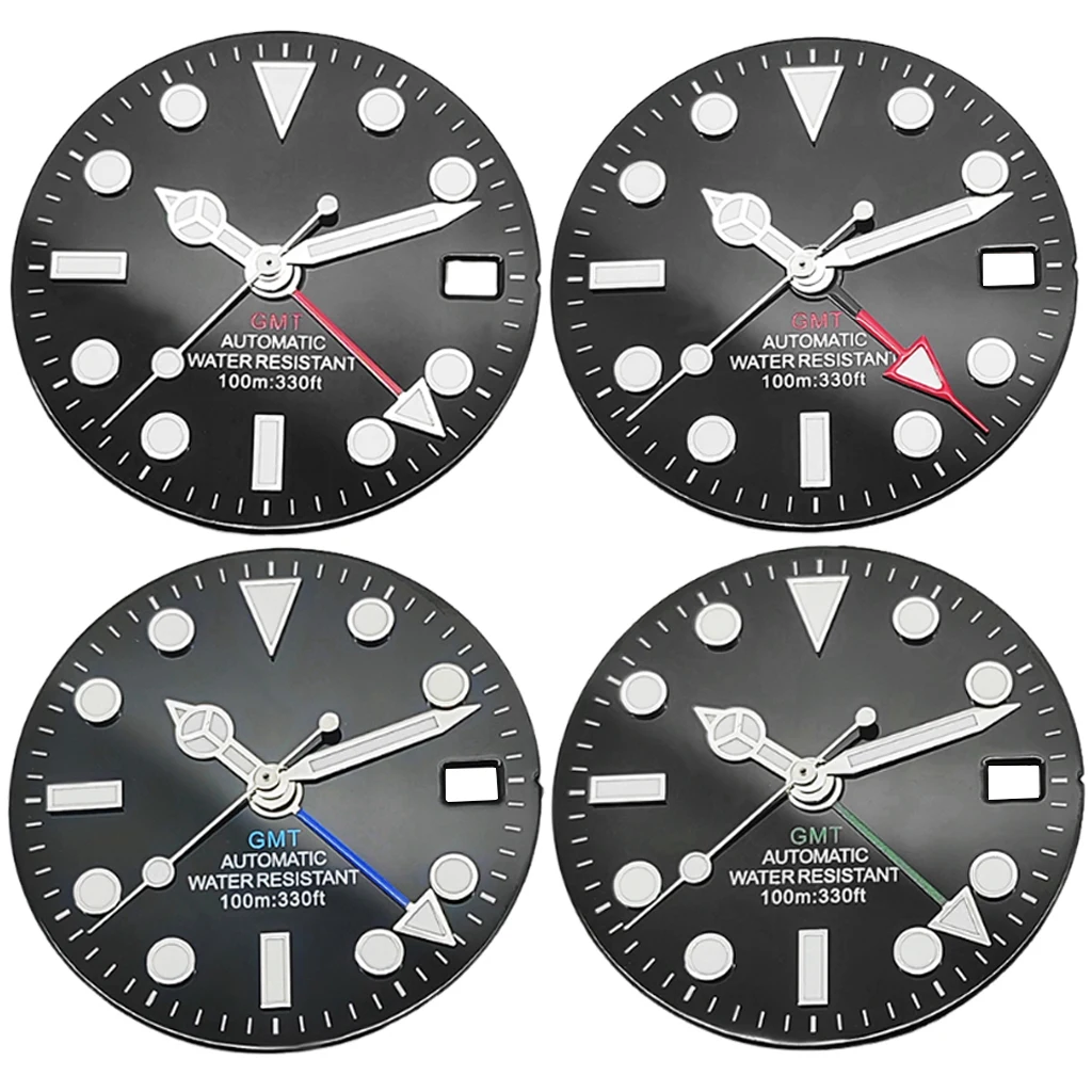 28.5mm NH34 Watch Dial With Watch Hands Luminous Fit NH34 NH35 Black Watch Faces Watches Automatic Movement Replacement