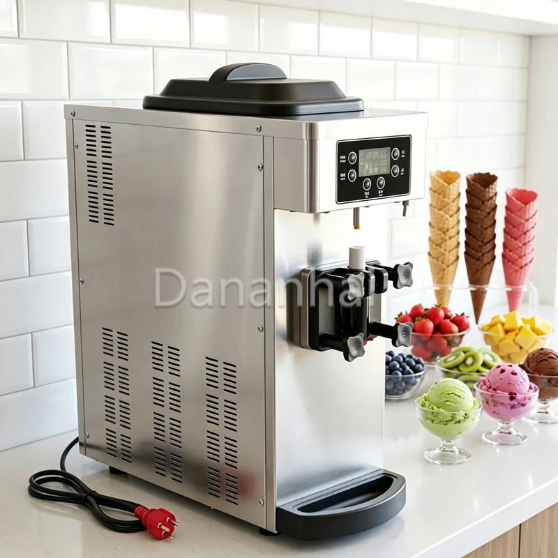 Ice Cream Making Machine, Single Head Stainless Steel Soft Serve Frozen Yogurt Maker for Catering Kitchen