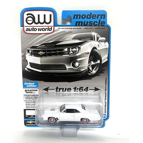 Auto World 1/64 AW 3-2010 Camaro Hurst Edition Modern Muscle White Die-cast alloy car model toy collection Children gift