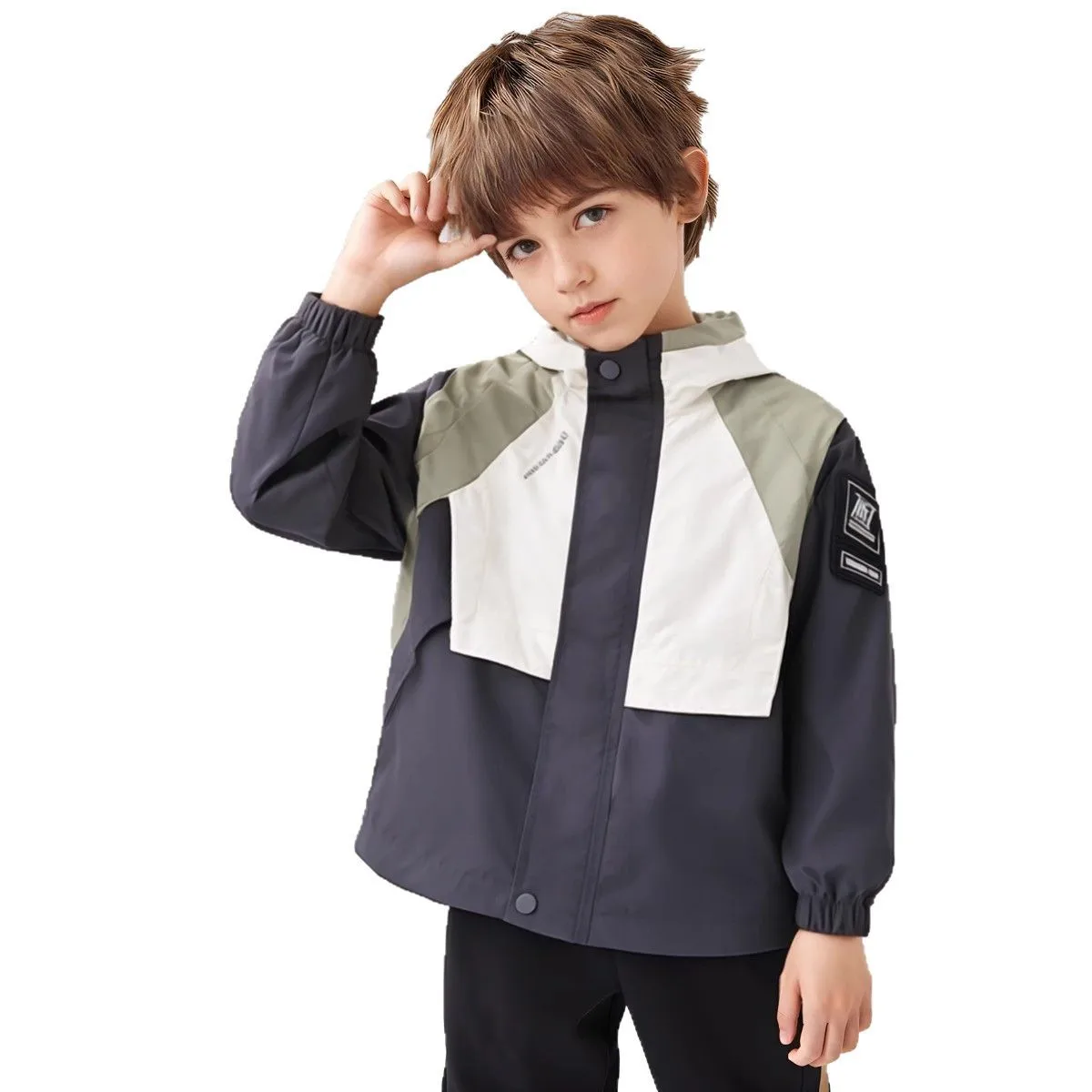 

Новинка весны 2024, пальто для мальчиков, детская одежда, верхнее пальто труда для больших детей, крутой лоскутный пуховик для мальчиков