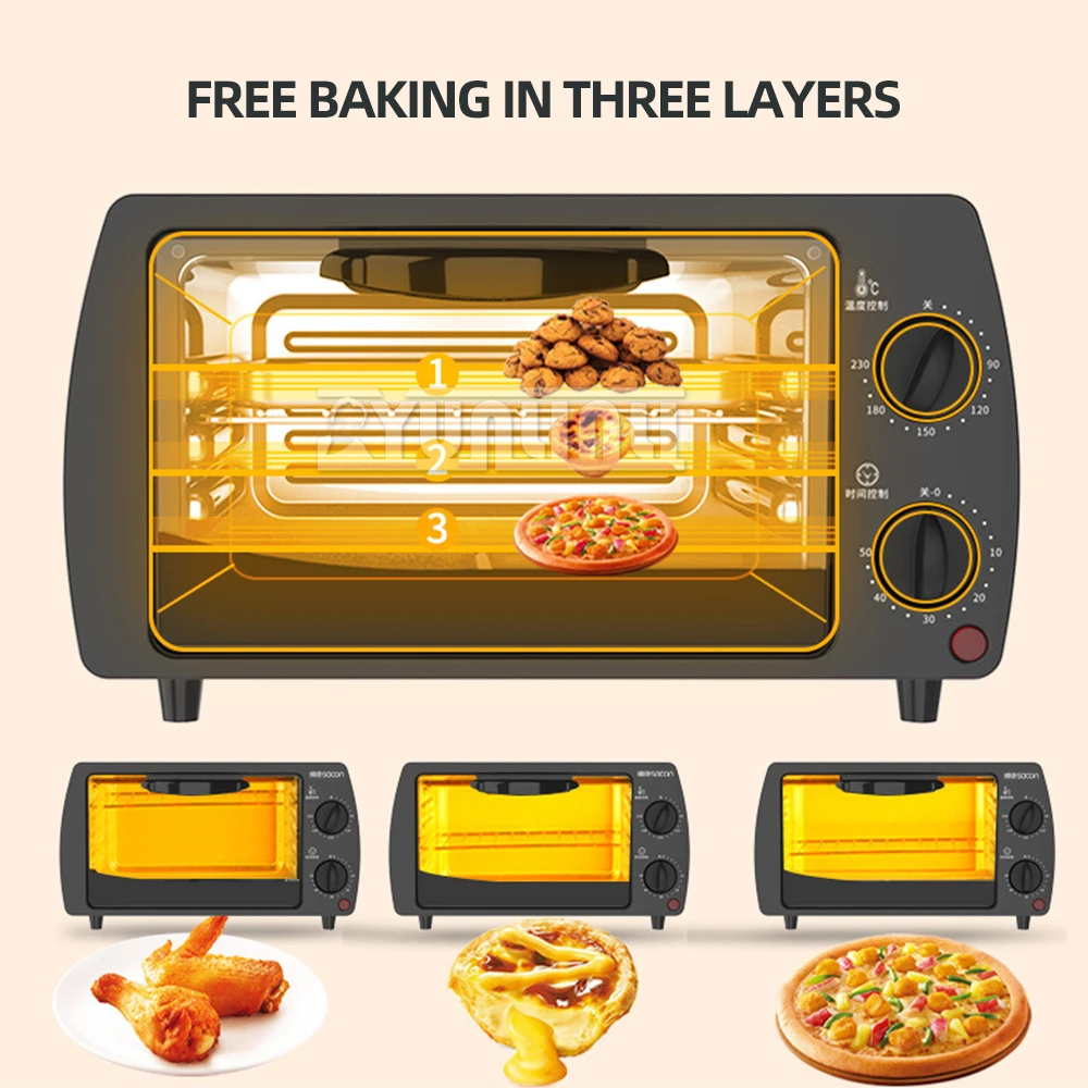 Household 12L Electric Oven Multifunction Desktop Baking Oven Horno Para Pizza Tostadora Pequeno