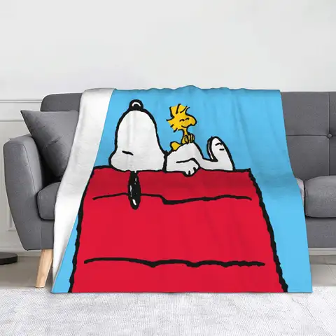 Snoopy Woodstock Doghouse Velvet Throw Blanket  Blankets for Sofa Couch Super Soft Bed Rug