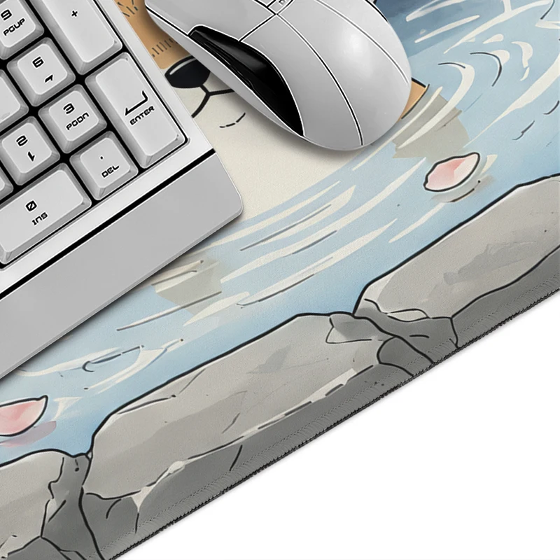 Mouse Pad Gamer Shiba Inu Fuji Hot Spring printon demand Mousepad XXL Playmat Natural Rubber Carpet Soft Desktop Mouse Pad