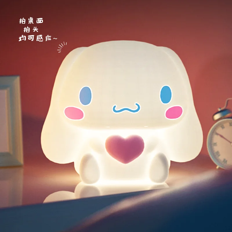 Creative Kawaii Sanrio Cinnamoroll Silicone Night Light Silicone Induction Night Light Bedroom Sleep Love Cartoon Girls Gift Toy