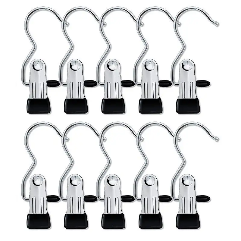 

10PCS Heavy Duty Hanging Hooks Clips 360° Rotary Clips Towels Hooks Kitchen Bathroom Bedroom Office Clothes Multi-Hanger Sets