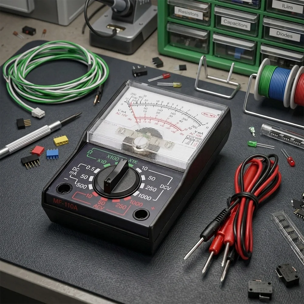 MF110 Pointer Multimeter Voltmeter Amperemeter AC DC Voltage Current Tester 0-1000V 500mA ABS Shell Drop For Electrical For Pow