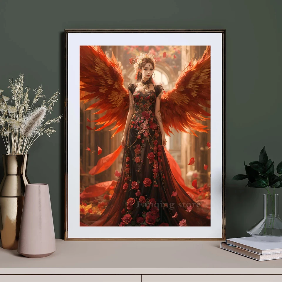 5D Diamond Painting Dark Angel Cross Stitch Full Square Diamond Embroidery Girl Rhinestone Mosaic Home Decor Gift S6