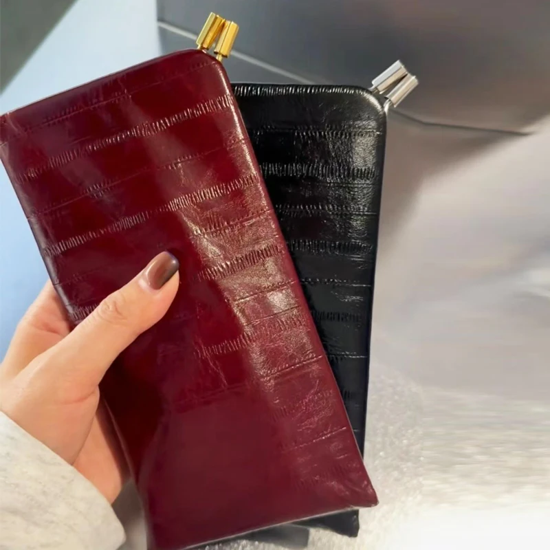 

Мини-клатч из натуральной кожи для женщин, роскошная дизайнерская сумка и кошелек 2026, новинка, тонкий кошелек с украшением из металлического листа