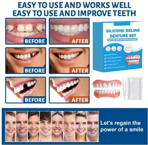 Denture Silicone Kit Silicone Liners Soft Kit Soft Denture Kit Teeth Upper And Lower Set Easy Use