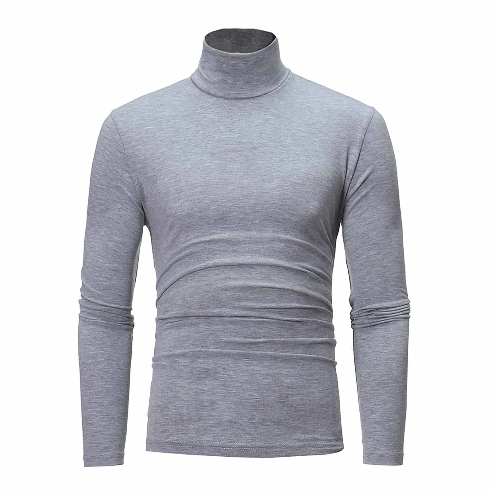 Solid Color Men\'S Autumn Winter Turtleneck Long Sleeve Slim Pullover Sweater Blouse Top Winter Outdoor Fashion Tops Sweatwear