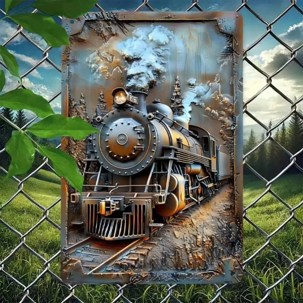 Vintage Humorous Steam Train Decor - Home Bar Restaurant Garden Outdoor Patio Ideal Ornament, 1pc Durable Retro Art