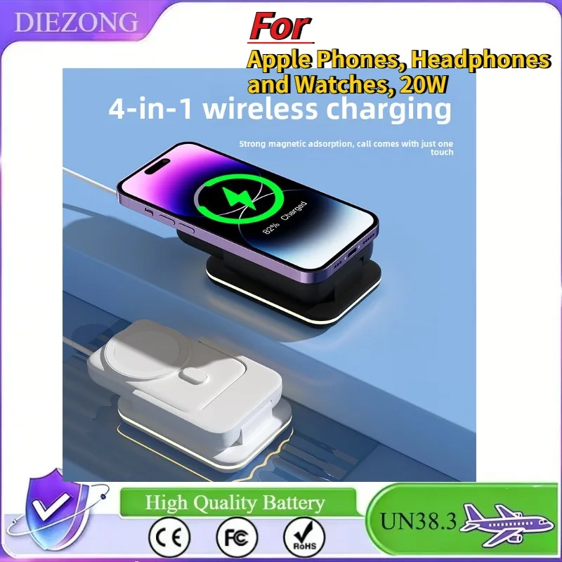 

2026 New Retractable Mobile Phone Stand Wireless Charger, Multifunctional For Apple Phones, Headphones and Watches, 20W
