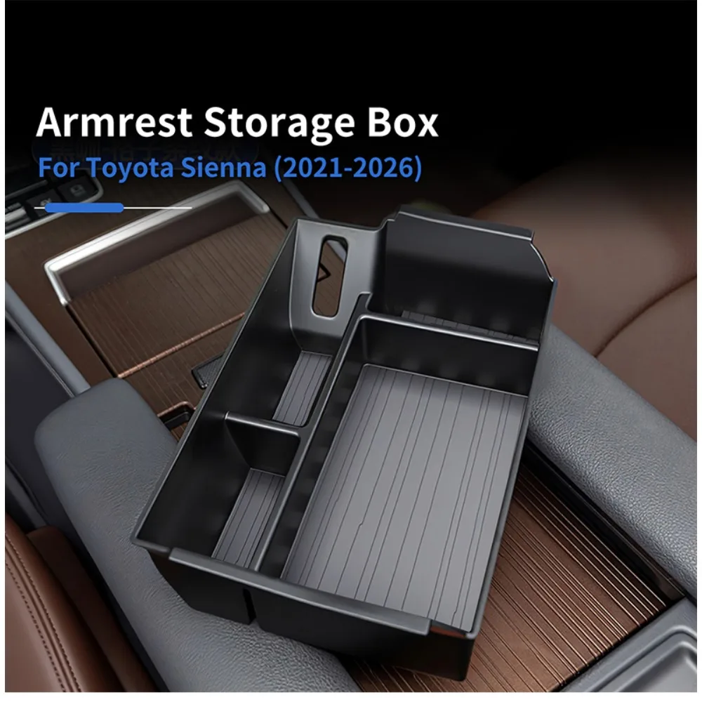 Für Toyota Sienna 2021-2026 Armlehnen-Aufbewahrungsbox Mittelkonsolen-Organizer Ablage Schwarz Innenausstattung Zubehör Upgrade-Kit Plus – Detail 6