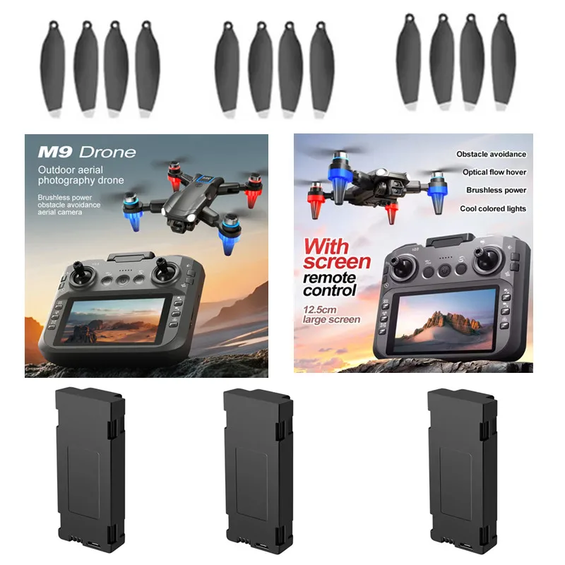 M9 RC Drone 3.7V 1200Mah Battery/Propeller M9 Screen Drone Battery M9 Screen Drone Battery Blades M9 RC Drone Parts Toys