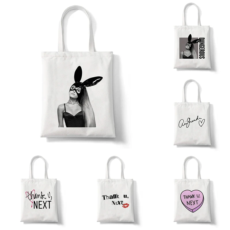 Ariana Grande Thank U Next Print Canvas Bag Shoulder Bag Fashion Large Capacity Women's Shopping Shopper Ladies HandBag Tote Bag