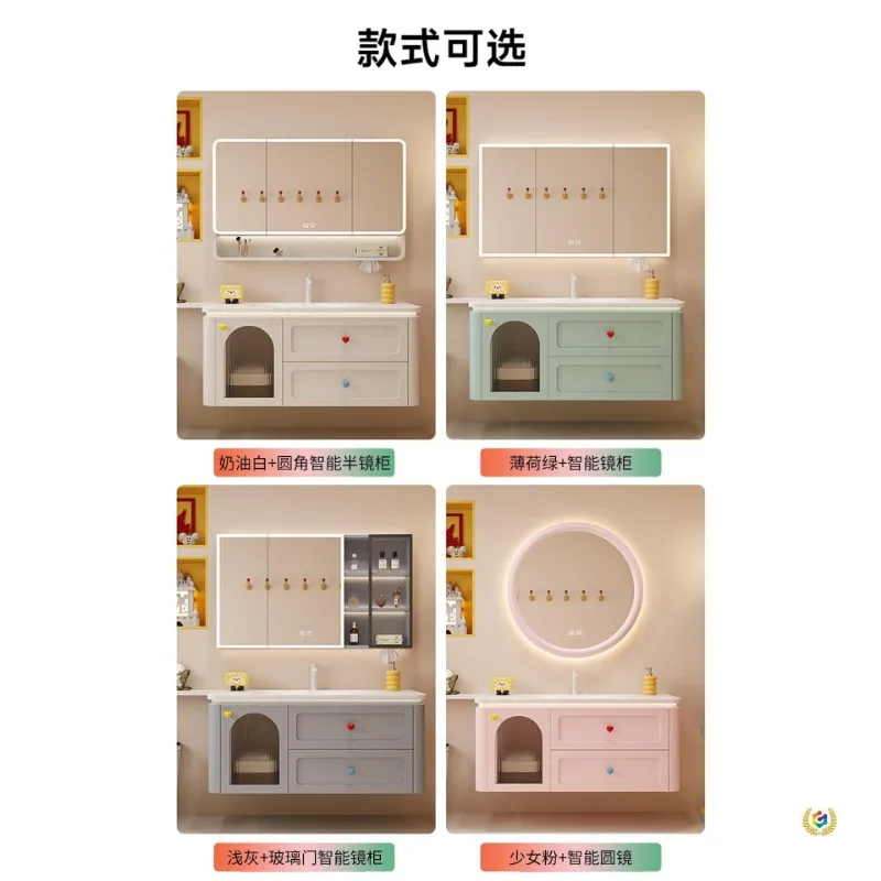 New dopamine bathroom cabinet toilet extension hot bending integrated basin oak washstand storage