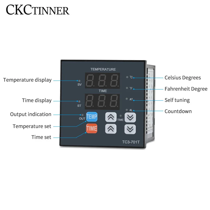 TC3-401T PID Temperature Controller Timer Thermometer Relay K-type 400℃ AC100~220V Integration Control Instrument Buzzer Alarm