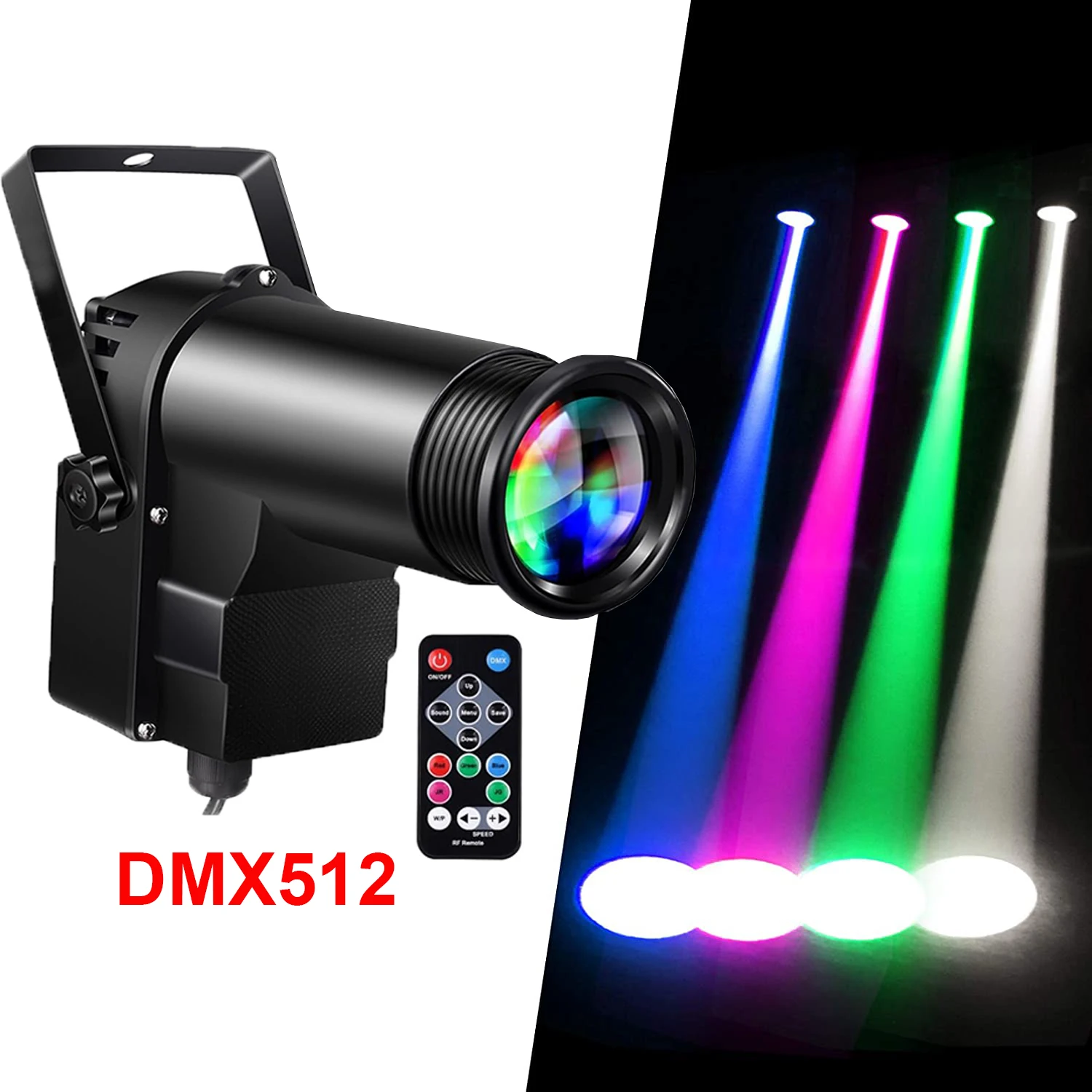 

10W DMX512 4 in 1 Mini RGBW LED Beam Pinspot Light Stage Lighting Disco Ball Spotlight for Mirror Ball Club Party Bar Decor