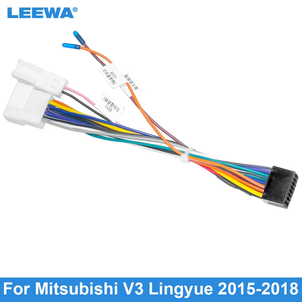 

LEEWA Car Audio Wiring Harness For Mitsubishi V3 Lingyue 15-18 Aftermarket 16pin CD/DVD Stereo Installation Wire Adapter