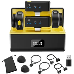 Wireless Lavalier Microphone with Noise Canceling Professional Magnetic Microphone for Studio Recording Interview Live Broadcast