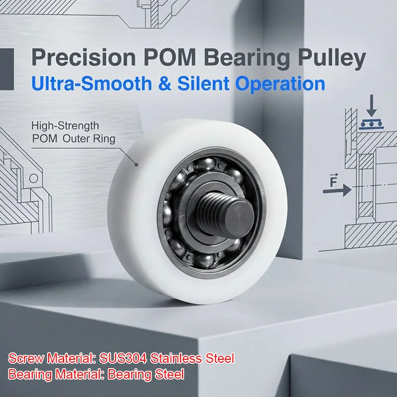 

10pcs M4x15x4 External Threaded POM Bearing Pulleys 15mm With M4 Screw BS62315-4C1L5M4 Drawer Display Cabinet Plastic Wheel