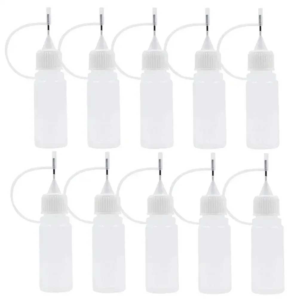 10pcs 5ml-120ml Plastic Precision Tip Applicator Bottles, Needle Tip Squeeze Bottles for Craft Glue Alcohol Ink, Mini Funnels