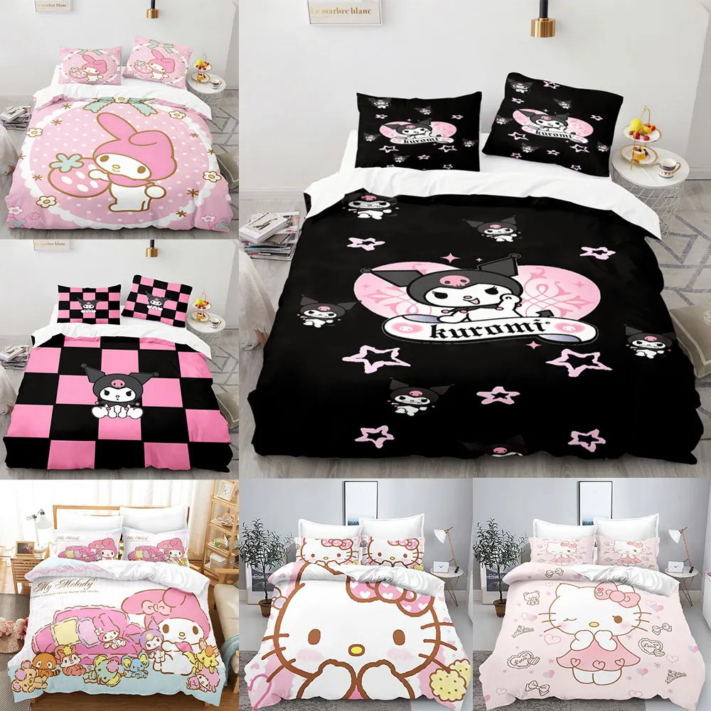 

Sanrio Hello Kitty Kuromi Melody Bedding Sets Comforter Cover Bed Cover Duvet Cover Pillow Case 2-3 Pieces Sets Kids Adult Size