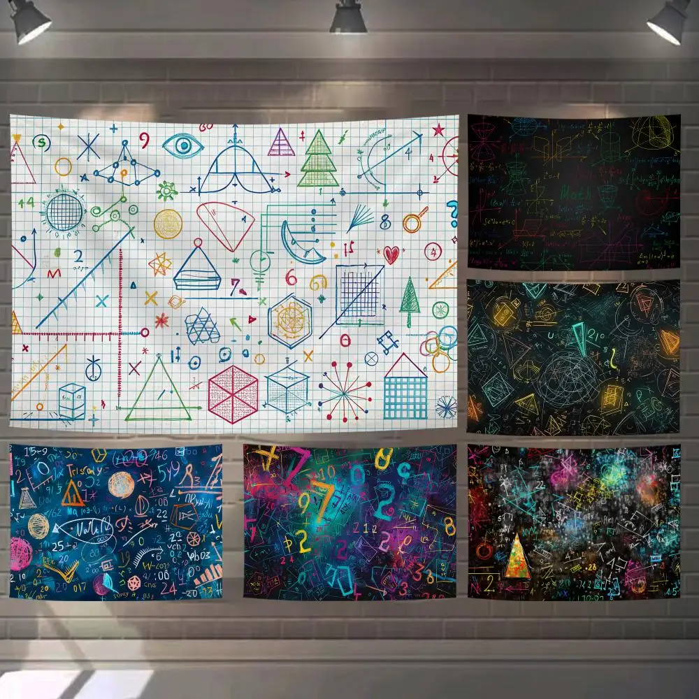 Math Edition Art Tapestry Custom Living Bedroom Party Dormitory Interior Wall Bohemian Decoration Attached Clip
