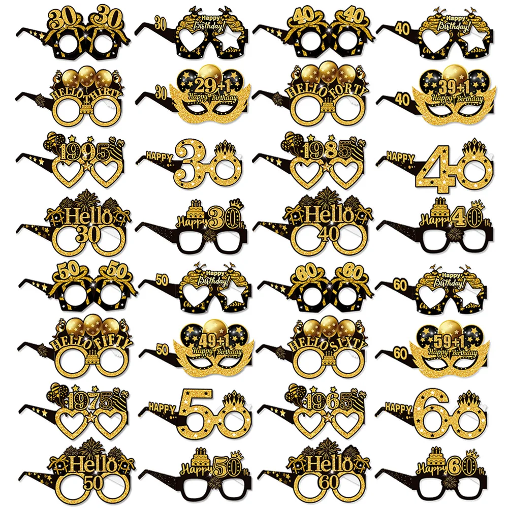 30th 40th 50th Birthday Party Paper Glasses Black Gold Happy Birthday Party Decor 30/40/50 Years Old Birthday Party Supplies 8pc