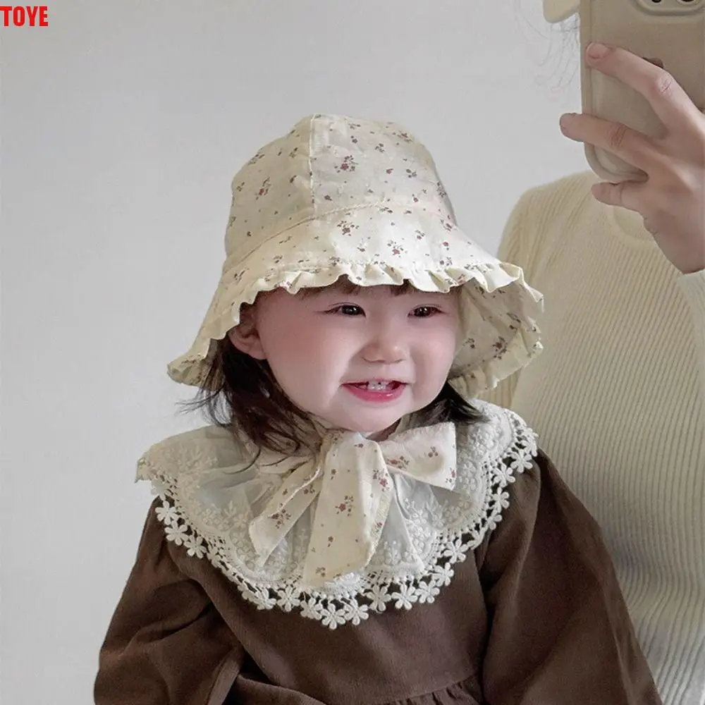 

Cute Korean Style Baby Hat Breathable Comfortable Baby Bucket Hat Windproof Rope Thin Children Fisherman Hat Daily