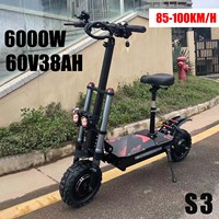 Boyueda S3 6000w 60v 38ah electric scooter dual motor removable seat hydraulic shock absorption 11 inch off-road tyre escooter