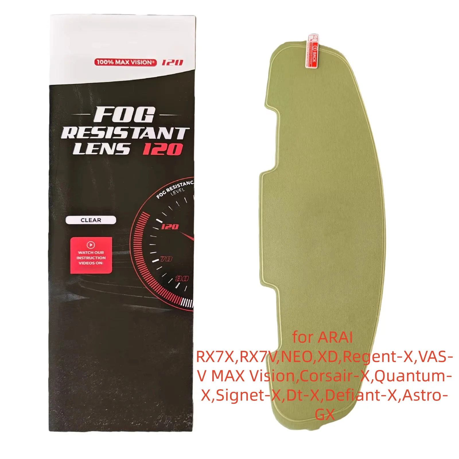 VAS-V Anti Fog Film for ARAI RX7X,RX7V,NEO,XD,Regent-X,VAS-V MAX Vision,Corsair-X,Quantum-X,Signet-X,Dt-X,Defiant-X,Astro-GX