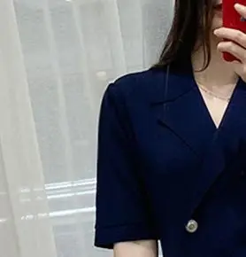 

women double breasted dress bar office ladies short sleeve elegant knit casual summer women's dresses