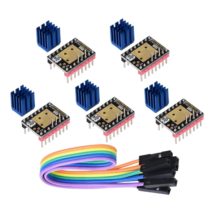 TMC2208 Stepper Motor Driver V3.0 3D Printer Parts in STEP/DIR Mode for SKR 2/Octopus V1.1/SKR V1.3 Motherboard, 5 Pack