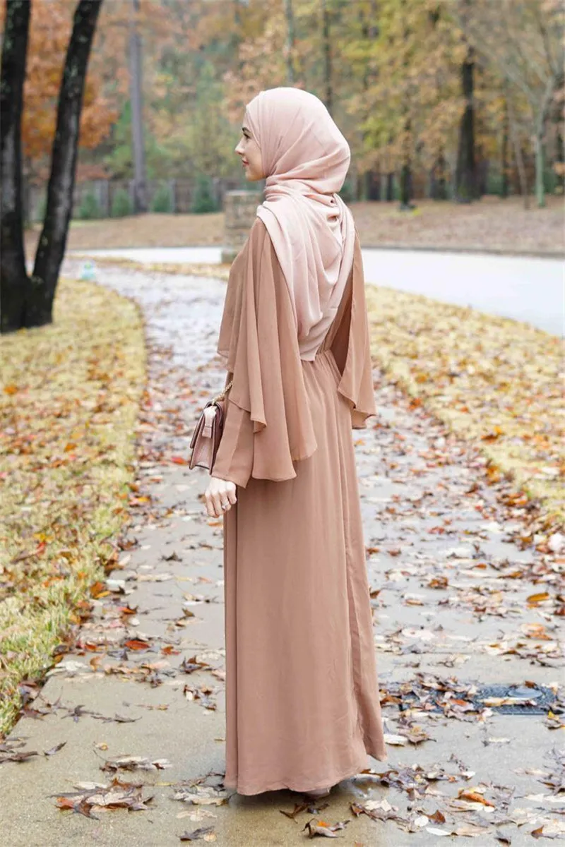 Muslim Dresses Chiffon Elegant Cloak Big Swing Robe Muslim Abaya Hijab Dress Eid Abaya Muslim Dress Women Muslim Sets Abaya