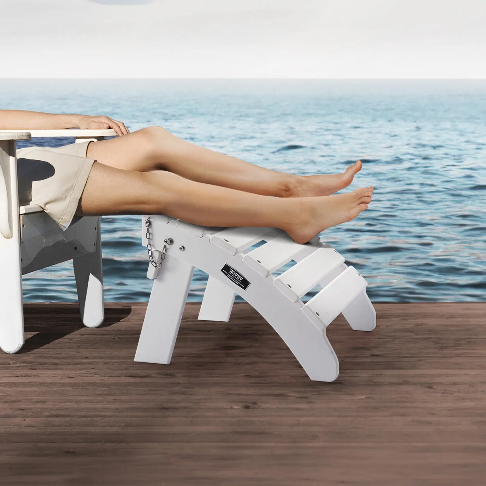 

Складной пуфик Adirondack из HDPE-пластика, 17.7x19.7x13.8 дюймов, устойчивый к погодным условиям, подставка для ног для Adirondack