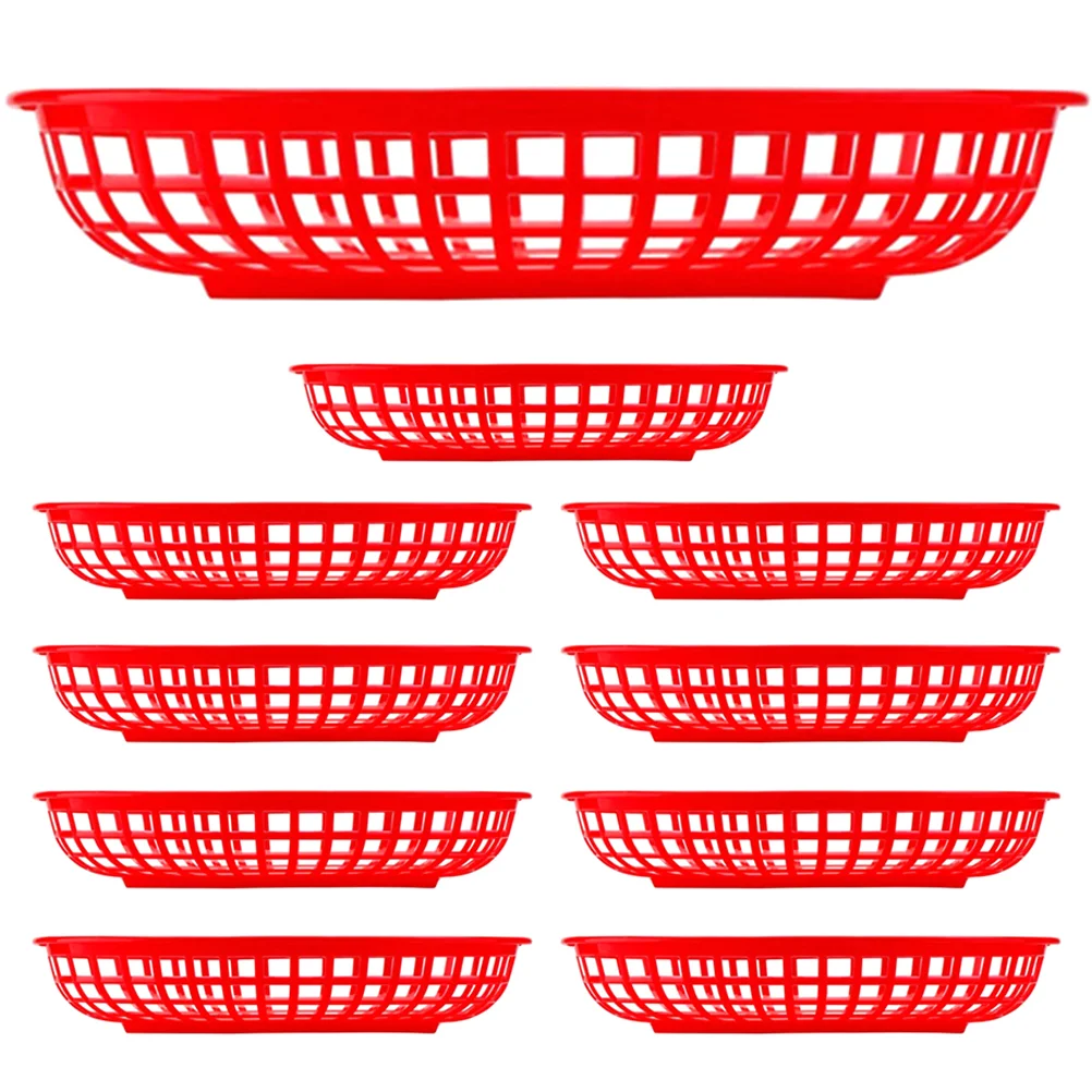 

10 Pcs Basket Chips Snack Tray Picnic Container Plastic Decorative Holder Trash Bin