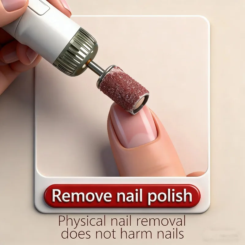 Electric Nail Polish Machine Portable Multi-Head Nail File & Drill Tool USB Rechargeable Brushed Motor Pen Shape