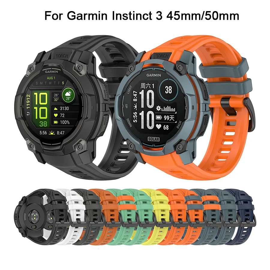 Ремешок для Garmin Instinct 3 Solar 45 мм 50 мм Спортивный силиконовый ремешок для часов Instinct 3 Amoled 50 мм 45 мм Correa без зазоров