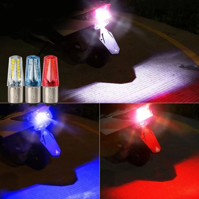 6pcs 1157 BAY15D RGB LED Brake Tail Light 2835 32SMD Strobe Flowing Water Rear Stop Lamp for Car Motorcycle