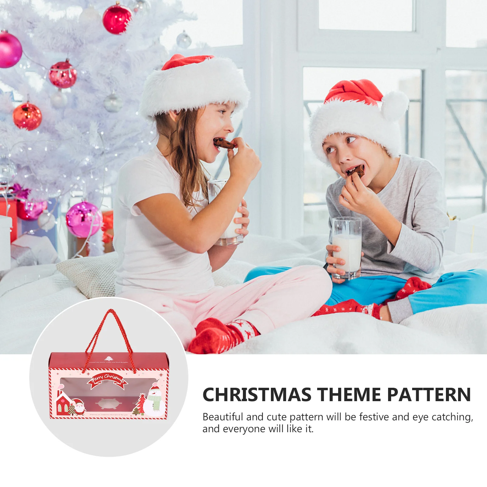 4 Pcs Christmas Cake Box Packaging Boxes Muffin Wrapping Rectangle Portable Lightweight Paper Exquisite Pastry