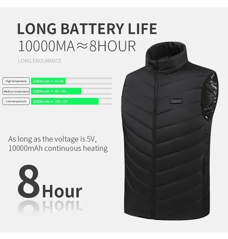 Men\'s Winter 27 Zone Heating Vest Jacket USB Smart Electric Sleeveless Jacket Self-heating Clothes Women\'s Snow Warm Padded Coat