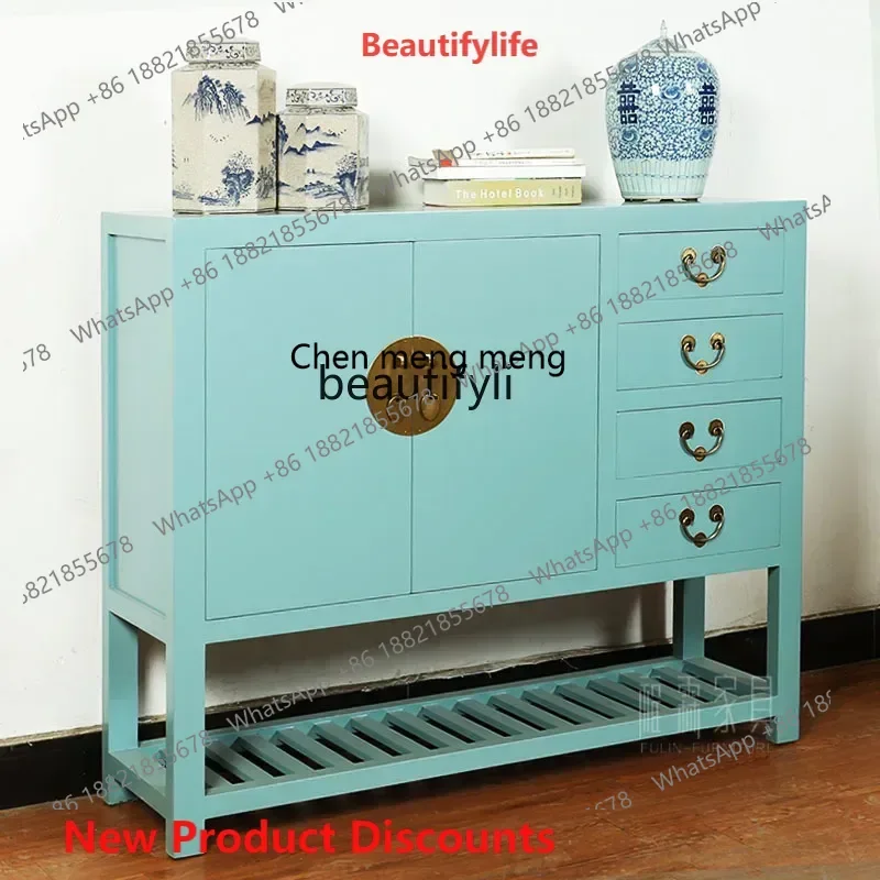 ss8350 Chinese solid wood dining side cabinet solid wood wardrobe living room dining room entrance storage retro decorative cabi