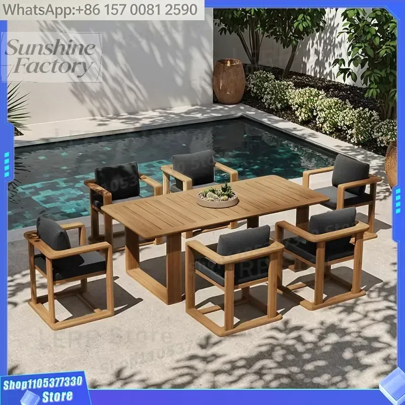 Patio Teak Outdoor Furniture Garden Set Hotel Outdoor Dinning Table and Chair Villa Patio Furniture Restaurant Outdoor