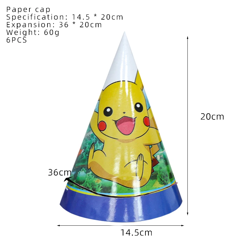 Pokemon Party Caps Pikachu Paper Hats Cartoon Figure Cosplay Hat Party Supplies Happy Birthday Toys Birthday Gift Party Favors