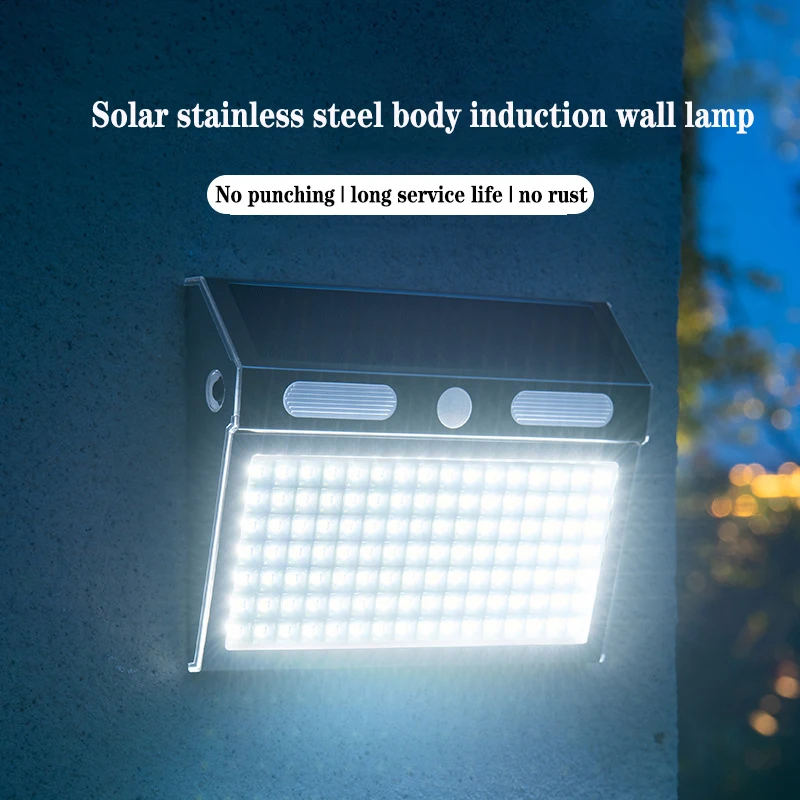 

PIR Motion Sensor LED Solar Lamp Stainless Steel Shell Waterproof for Country House Yard Wall Front Garage Door Lighting