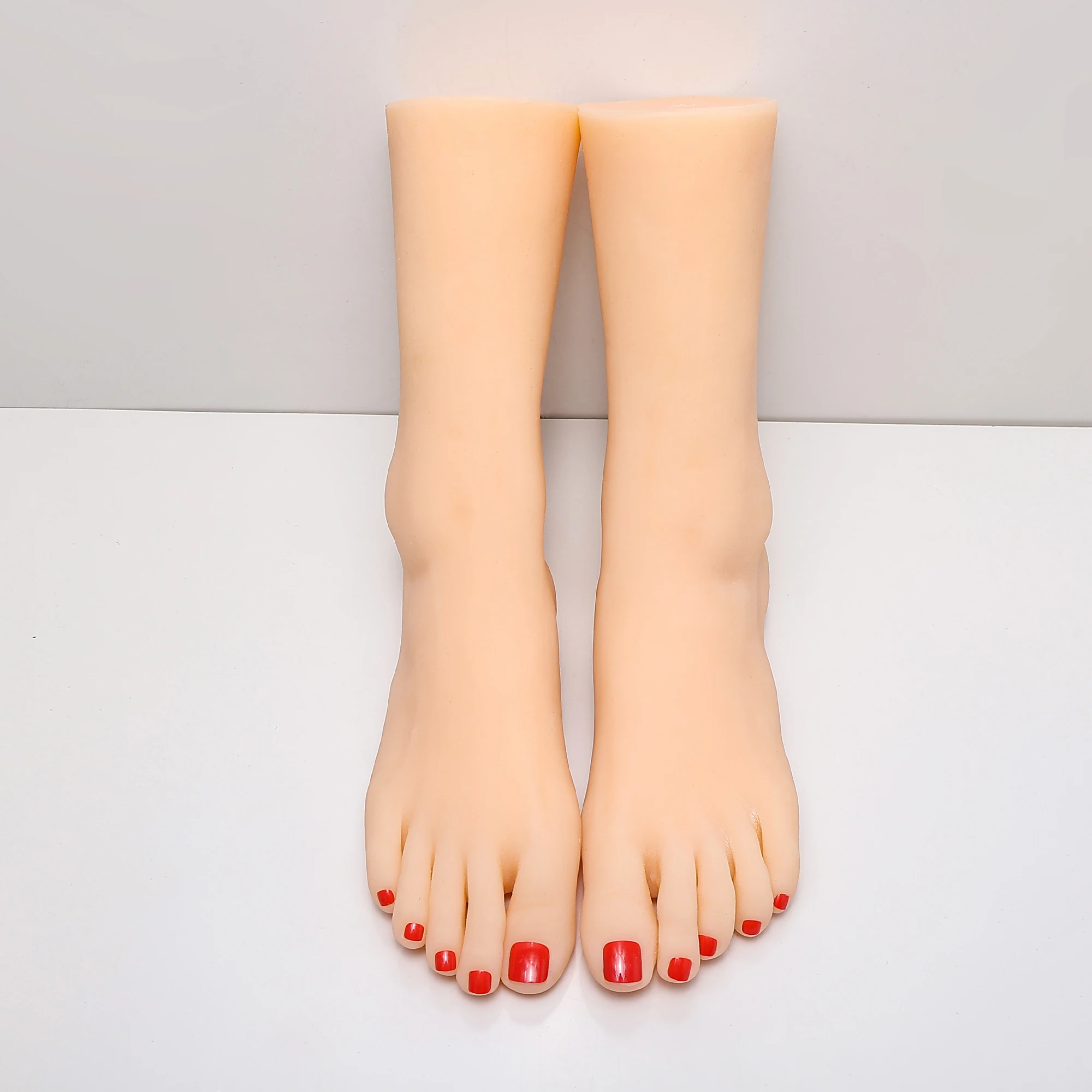 ZISHINE Large Female Foot Model TPE Silicone Mannequin Realistic Barefoot For Stockings Shoe Display Manicure Pedicure Practice