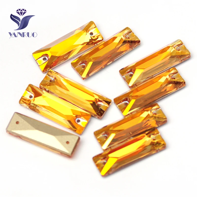 YANRUO 3255 All Sizes Metallic Sunshine Cosmic Baguette Gold Stones Sew On Crystals Flat Back Strass Glass Rhinestones