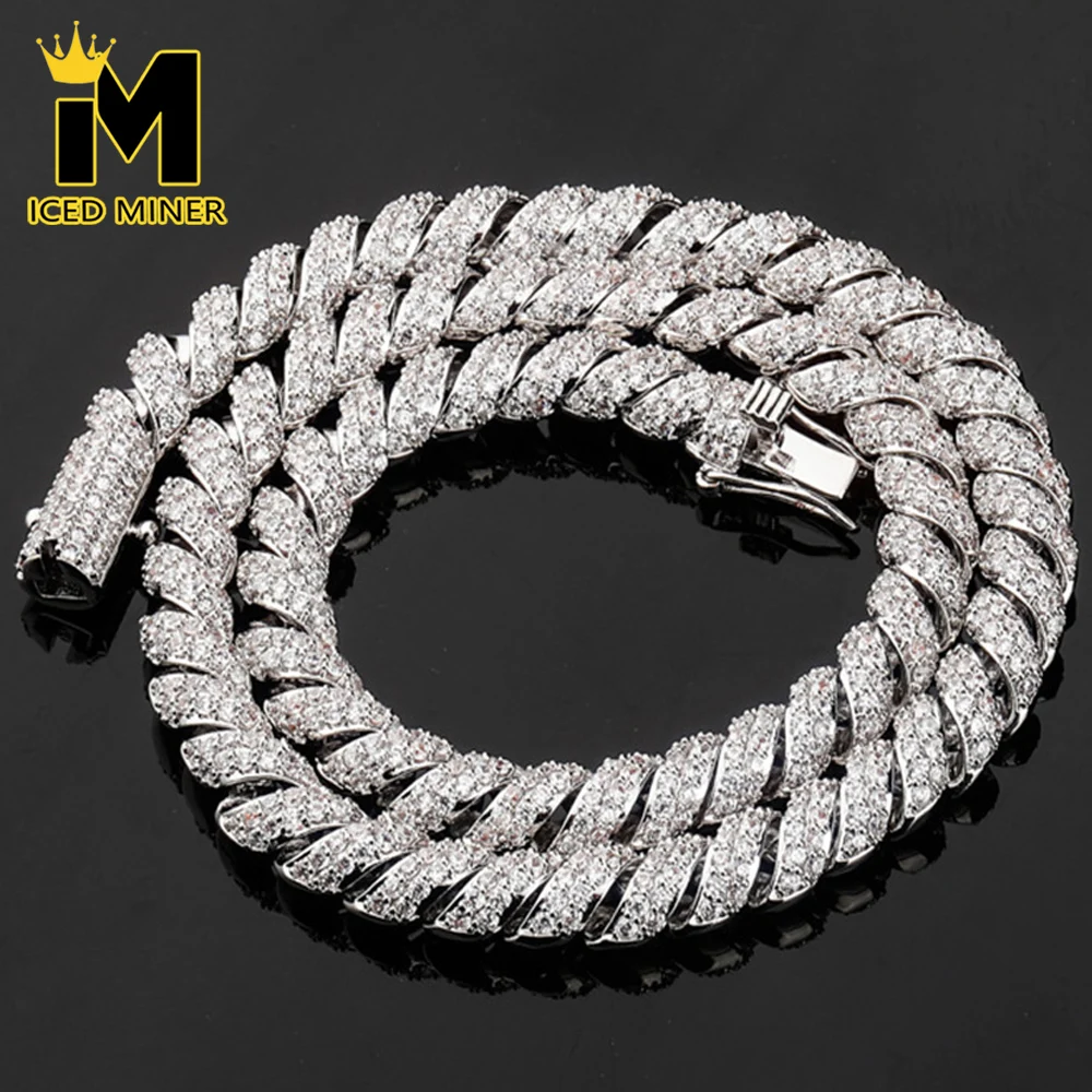 

Icedminer 14mm Iced Out Rope Chain Link Necklaces for Men Women With Zircon Hip Hop Jewelry Free Shipping